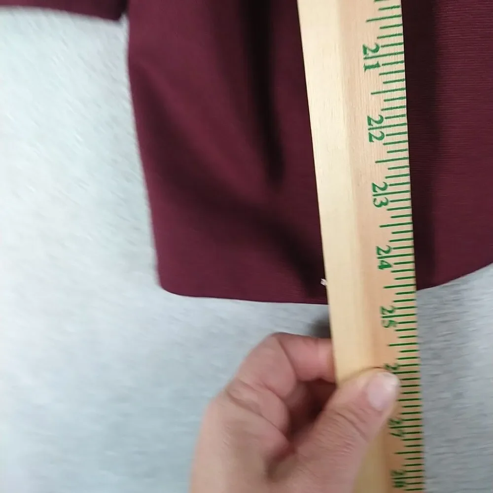 Lauren Conrad Ponte Knit Open Front Blazer Jacket Women's 12 Maroon 3/4 sleeve - Picture 4 of 8